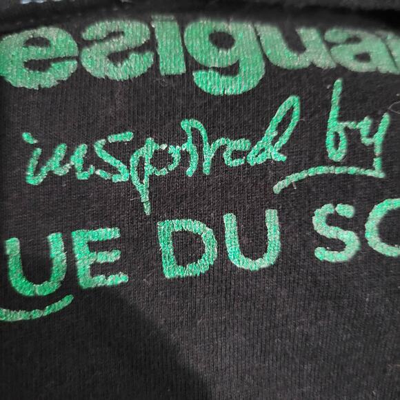 Desigual Cirque du Soleil Tee Black Foil Metallic Sharkbite T Shirt Size Small - Picture 11 of 15